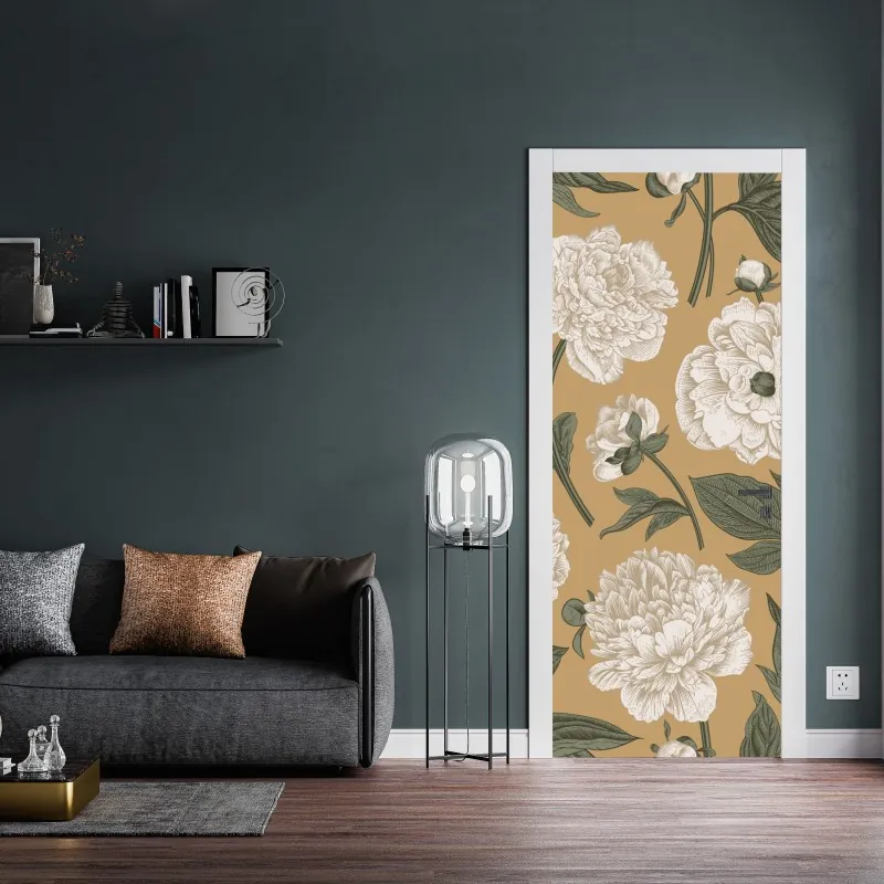 Türaufkleber goldenes wellenmuster wanddeko – Wallnifity®