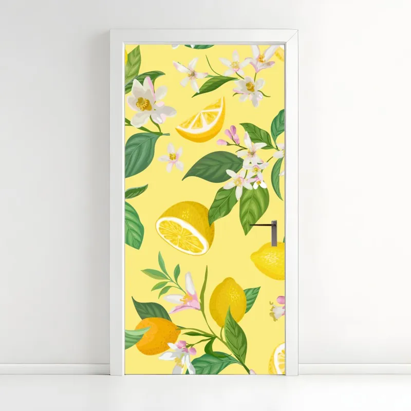 Türaufkleber zartes blaues blumenmuster – Wallnifity®