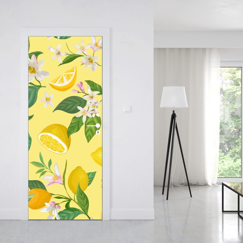 Türaufkleber zartes blaues blumenmuster – Wallnifity®