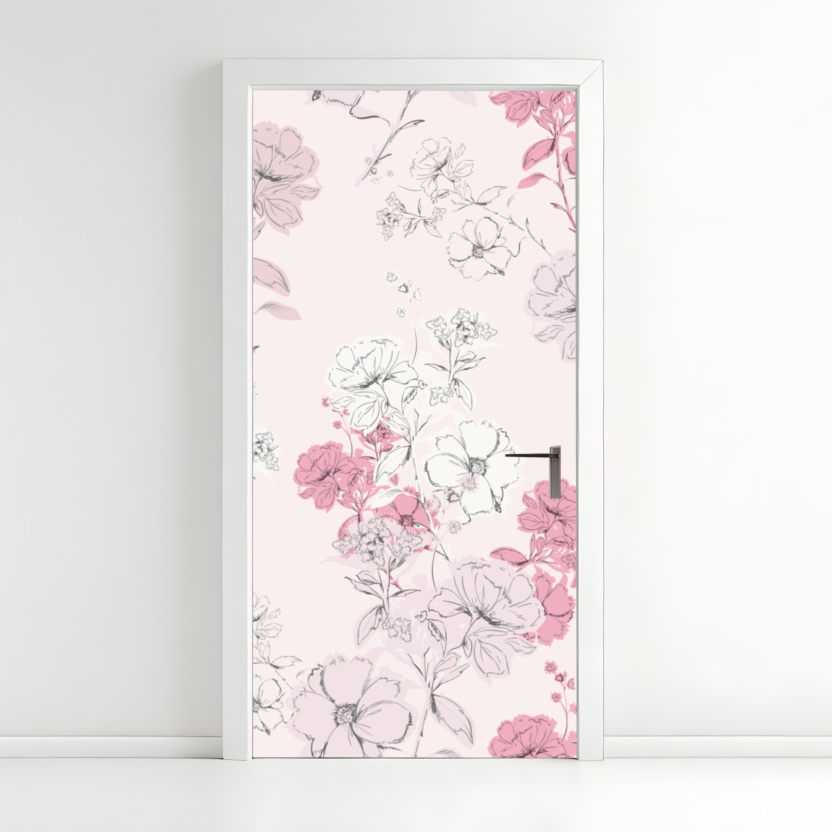 Türaufkleber zartes rosa blumenmuster – Wallnifity®