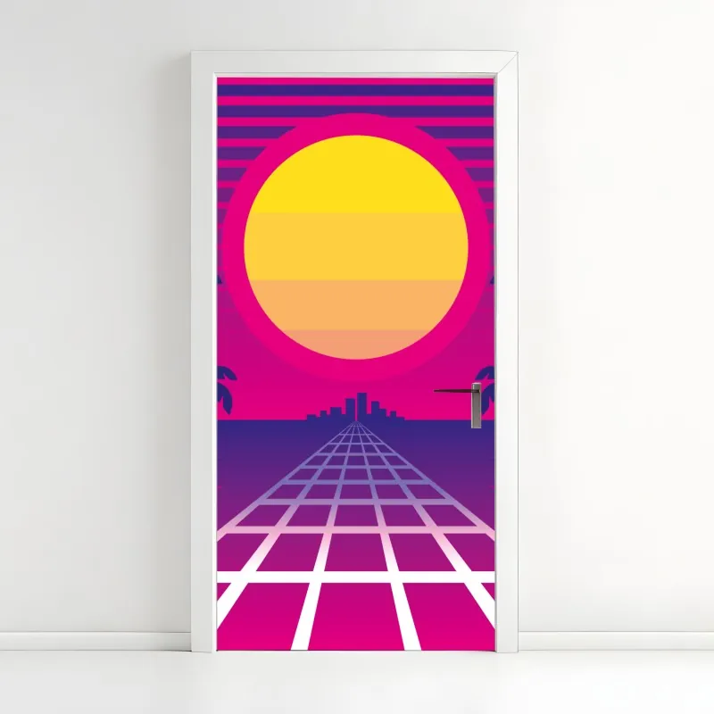 Türaufkleber Paris stadtbild bei sonnenuntergang mit dem Eiffelturm – Wallnifity®