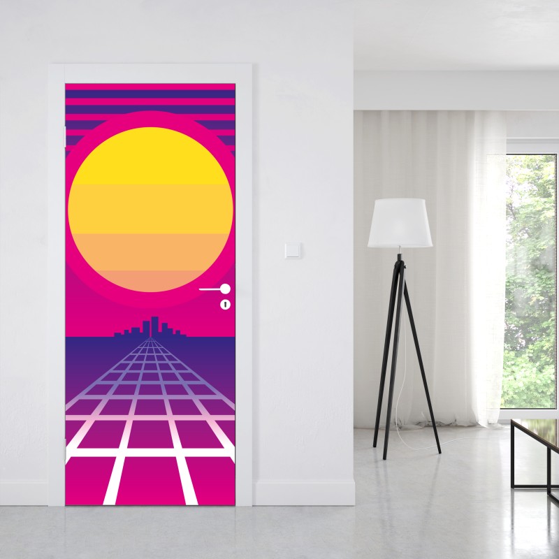 Türaufkleber Paris stadtbild bei sonnenuntergang mit dem Eiffelturm – Wallnifity®