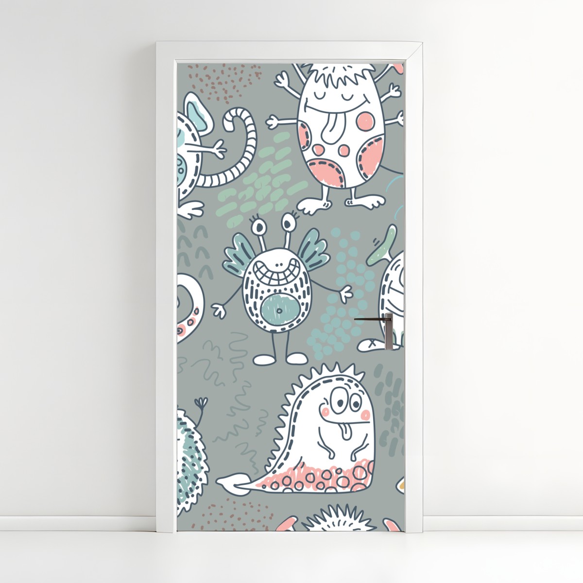 Türaufkleber verspieltes pastellmonster-muster – Wallnifity®