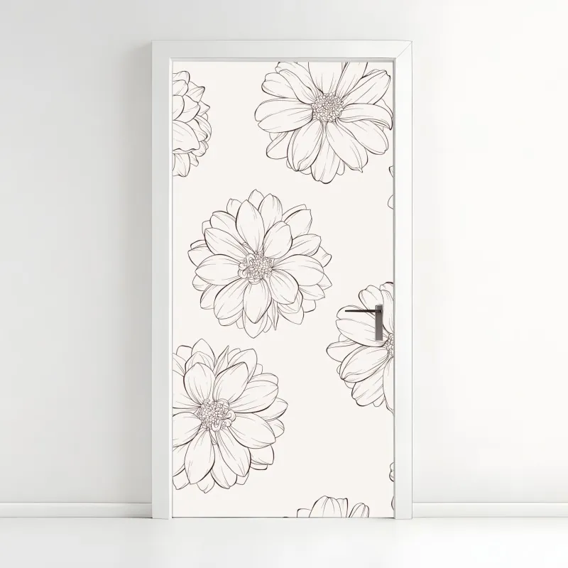 Türaufkleber tropisches blumenmuster mit hibiskus und plumeria – Wallnifity®