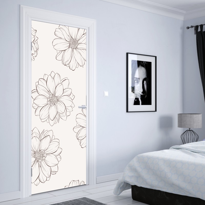 Türaufkleber tropisches blumenmuster mit hibiskus und plumeria – Wallnifity®