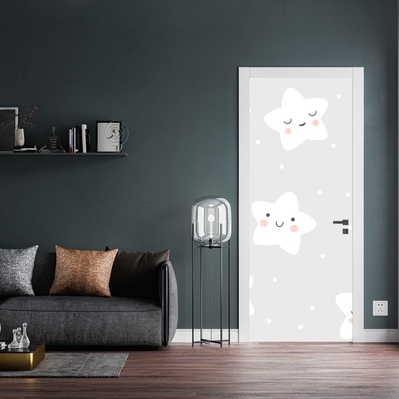 Türaufkleber blaue ozeanwellen illustration – Wallnifity®
