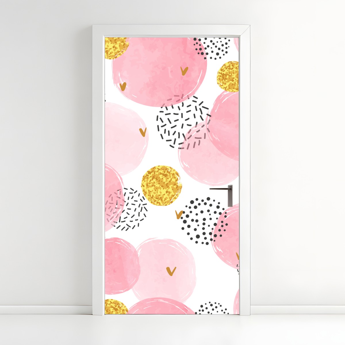 Türaufkleber rosa aquarellkreise mit goldenen akzenten – Wallnifity®