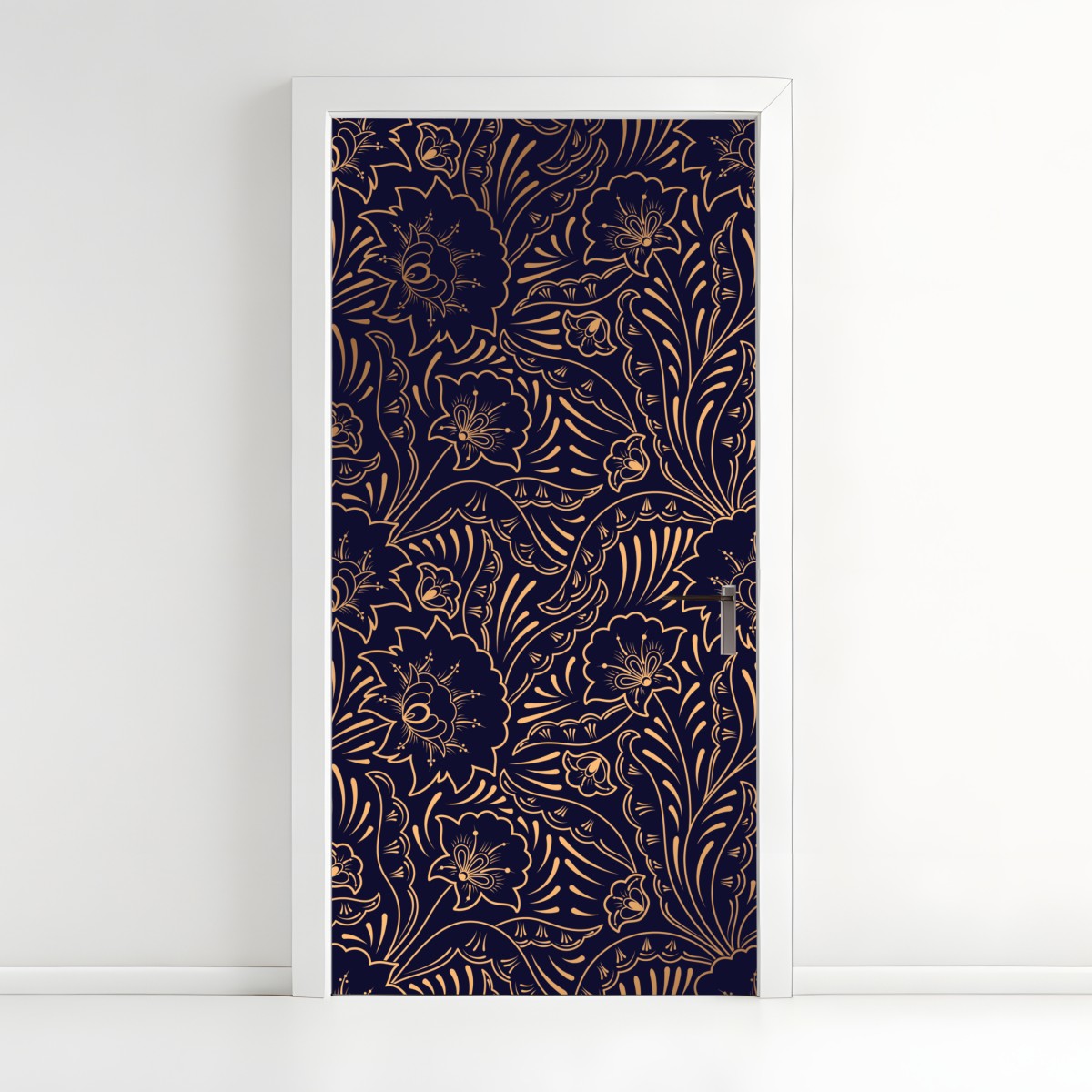Türaufkleber goldenes blumenornament auf nachtblauem hintergrund – Wallnifity®