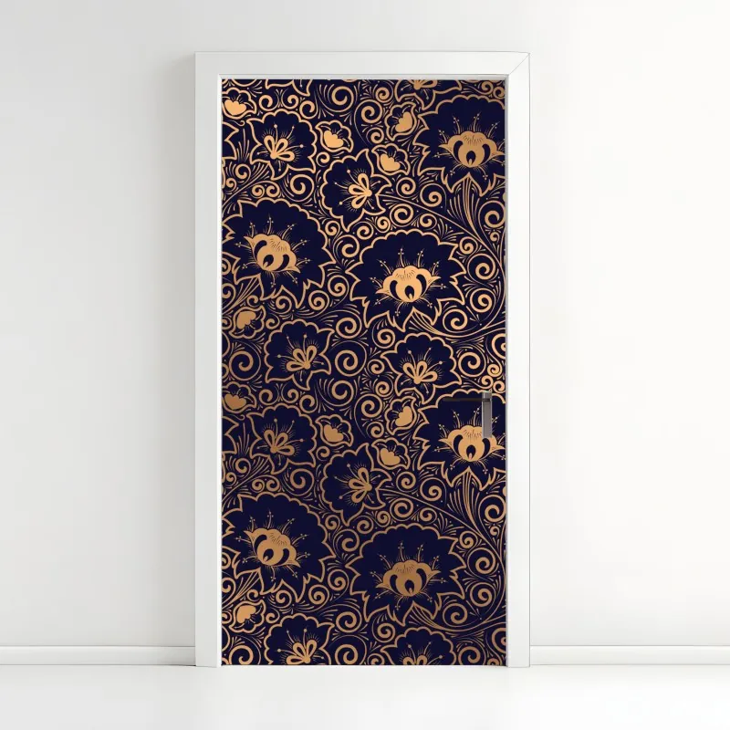 Türaufkleber elegantes goldenes geometrisches blattmuster – Wallnifity®