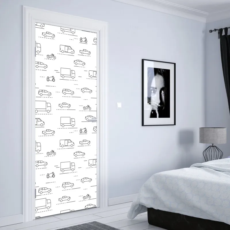 Türaufkleber zarte löwenzahnsamen in monochrom – Wallnifity®