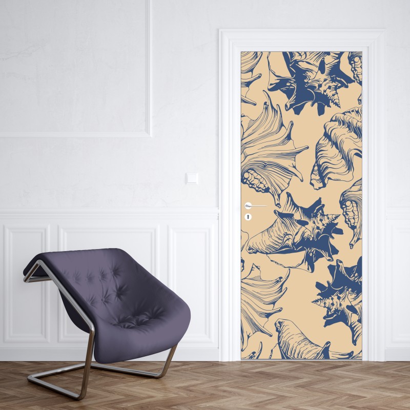 Türaufkleber vintage rosa blumenmuster auf tiefgrün – Wallnifity®