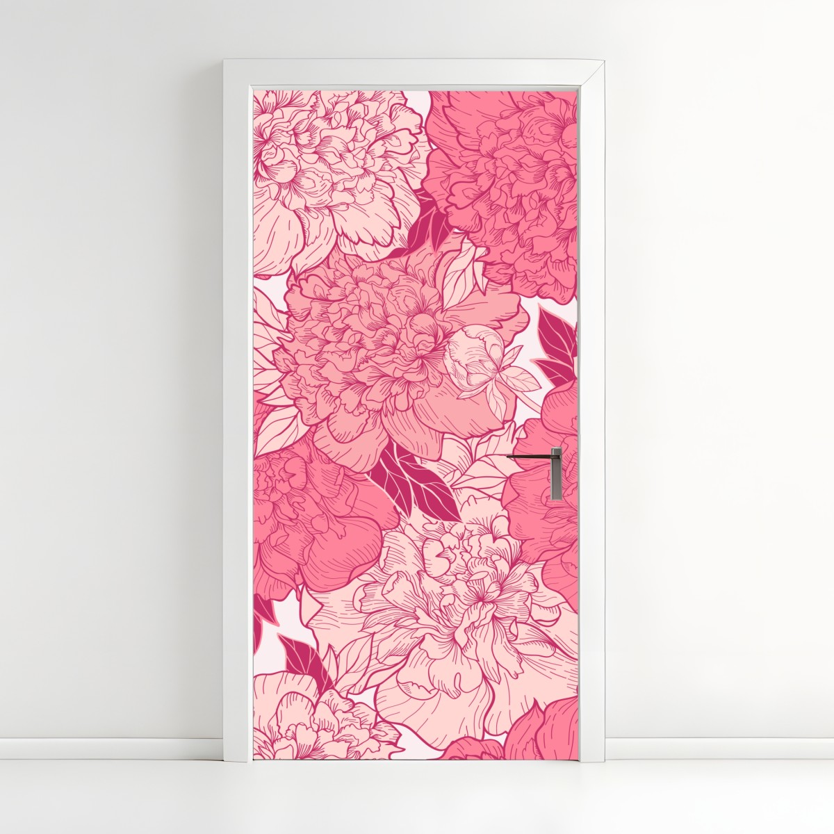 Türaufkleber rosa pfingstrosenmuster – Wallnifity®