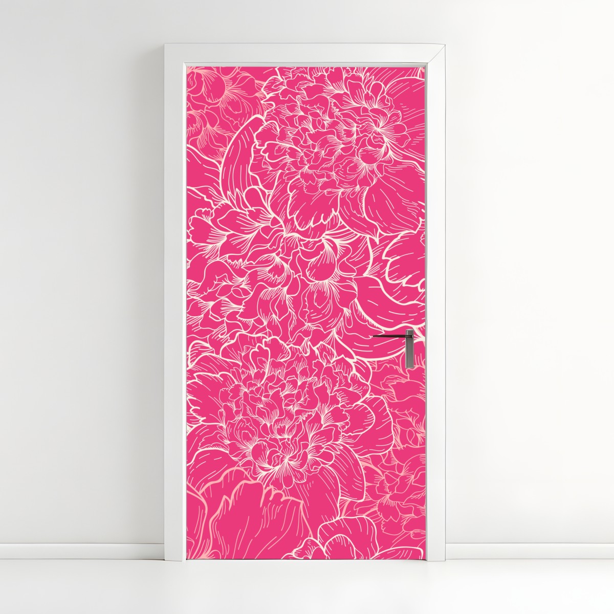 Türaufkleber leuchtendes rosa pfingstrosenmuster – Wallnifity®