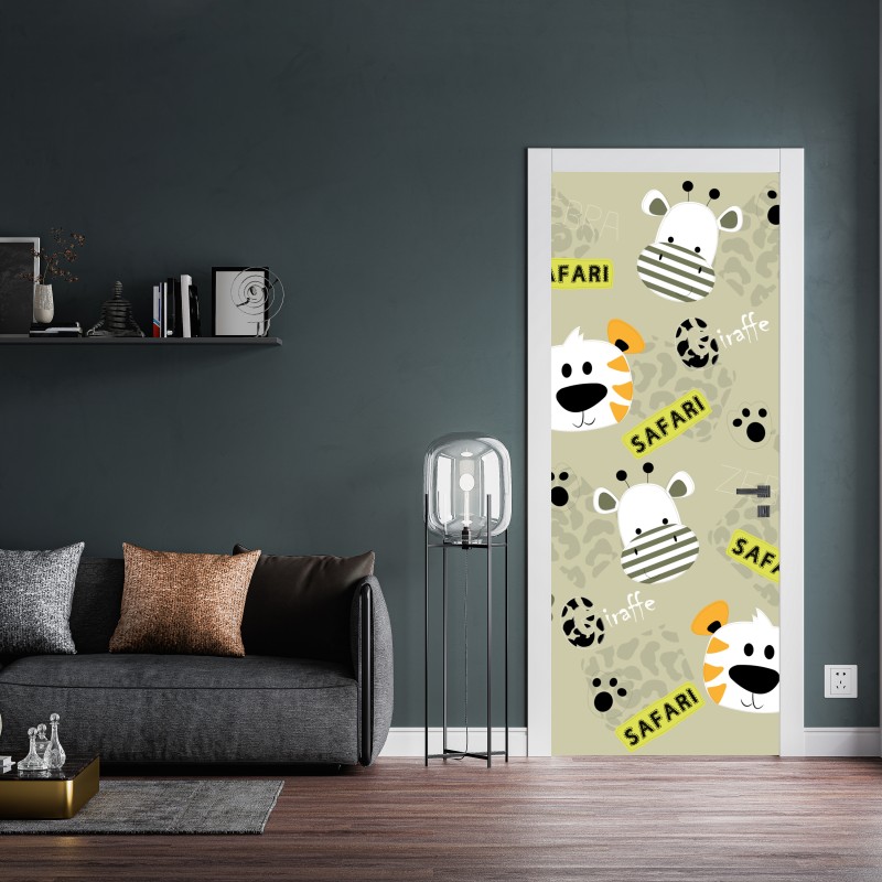 Türaufkleber schwarz-weiß geometrisches muster – Wallnifity®