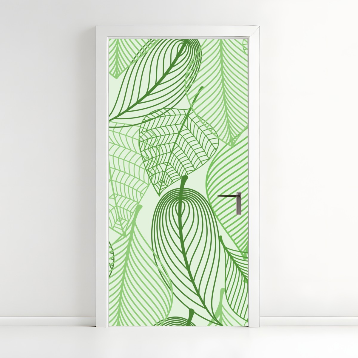 Türaufkleber grünes botanisches blättermuster – Wallnifity®