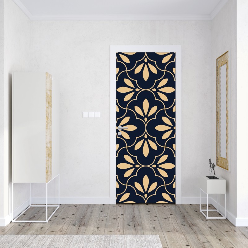 Türaufkleber zartes blaues blumenmuster – Wallnifity®