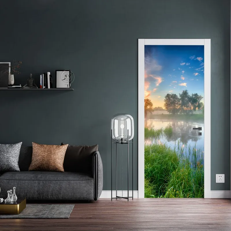 Türaufkleber morgendlicher lichtglanz über Hallstatt am see – Wallnifity®