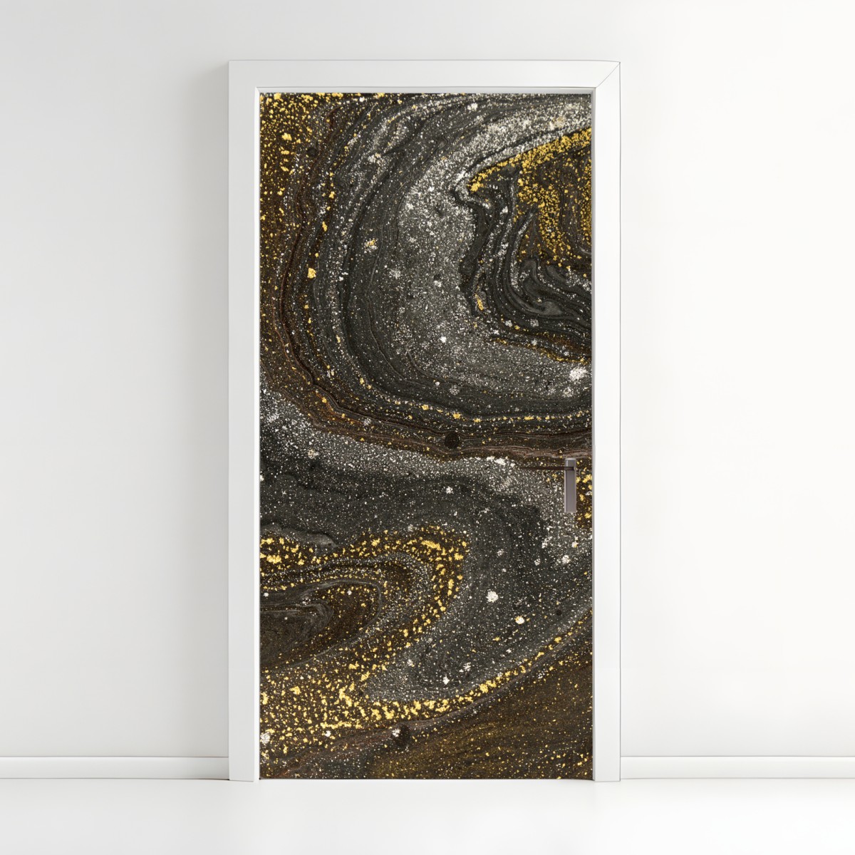 Türaufkleber gold-schwarzer marmorwirbel – Wallnifity®