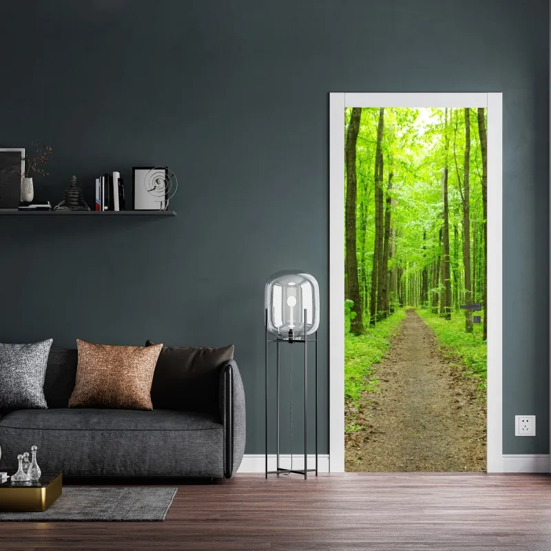 Türaufkleber zartes blaues blumenmuster – Wallnifity®