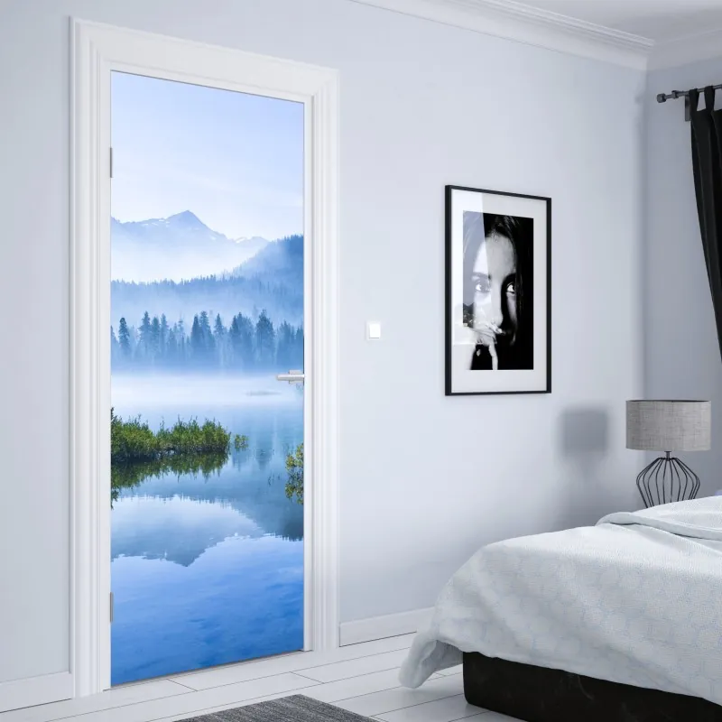 Türaufkleber lebendige türkis-orange marmorierte kunst – Wallnifity®