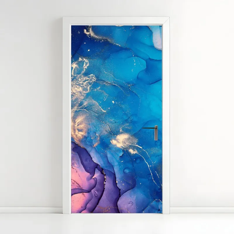 Türaufkleber lebhafte türkis und limetten aquarellspritzer – Wallnifity®