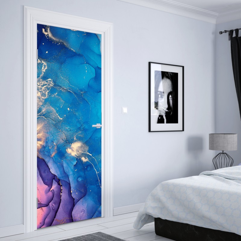 Türaufkleber lebhafte türkis und limetten aquarellspritzer – Wallnifity®