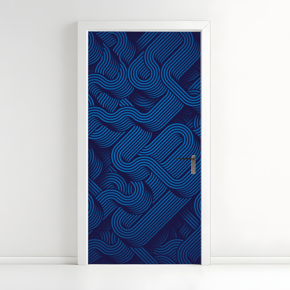 Türaufkleber tiefblaues abstraktes linienmuster – Wallnifity®