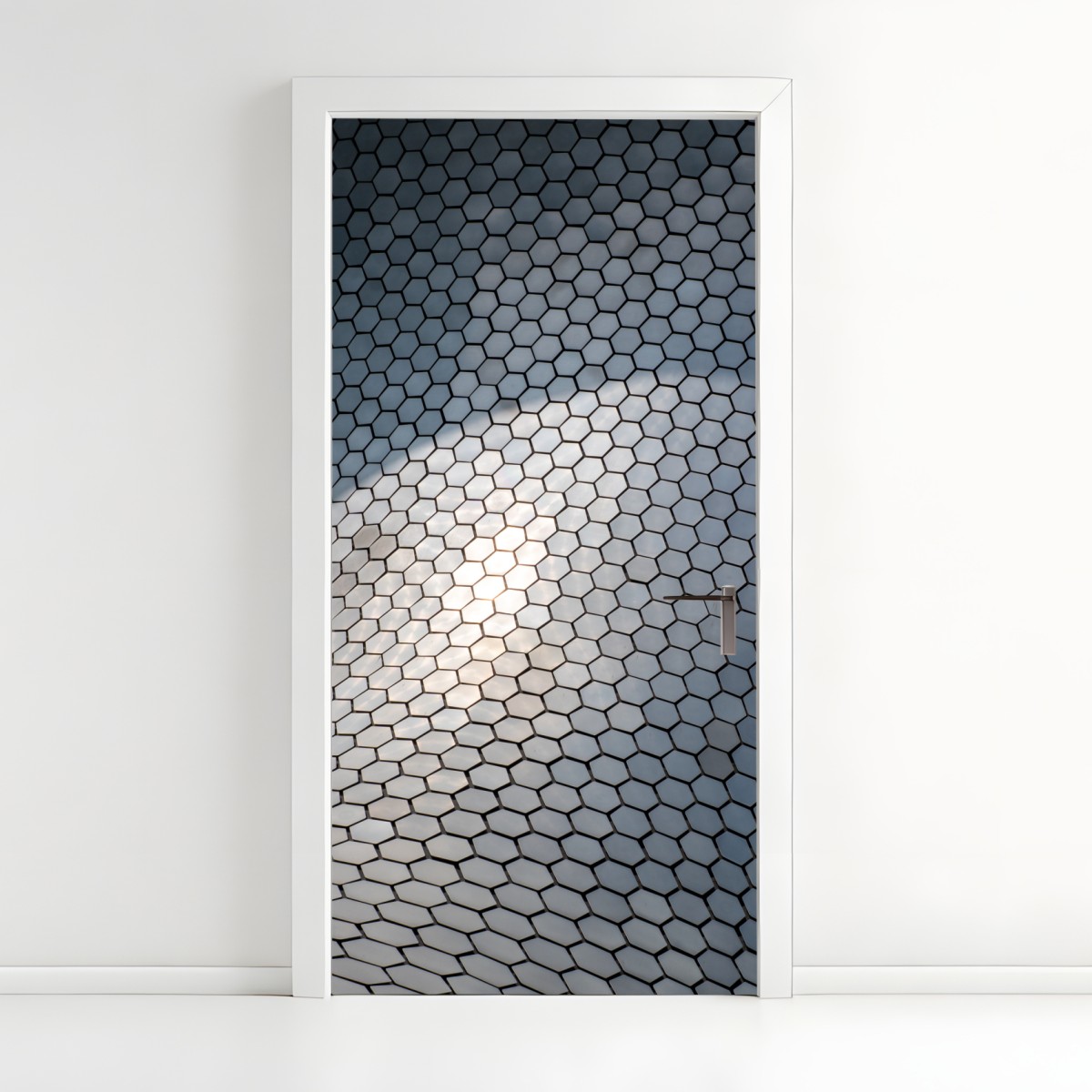 Türaufkleber metallische hexagon geometrische fassade – Wallnifity®
