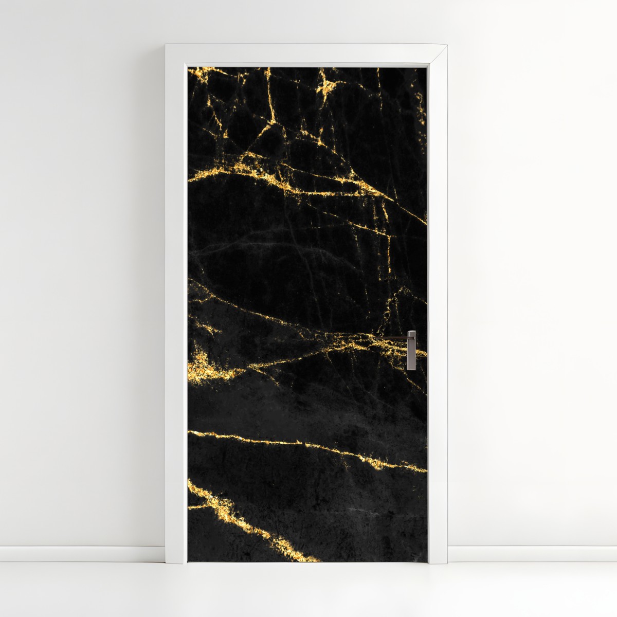 Türaufkleber schwarzer marmor mit goldenen adern – Wallnifity®