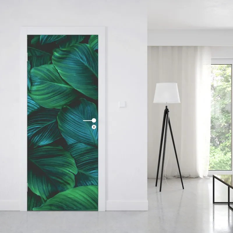 Türaufkleber tropisches blumenmuster mit hibiskus und plumeria – Wallnifity®