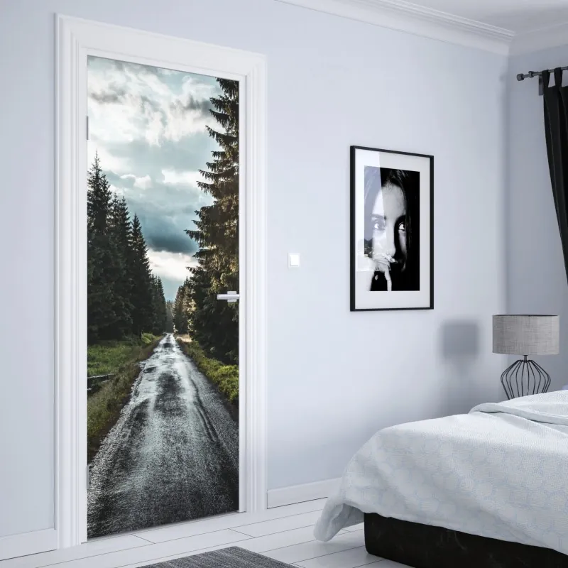Türaufkleber ruhiger steg am see in schwarzweiß – Wallnifity®