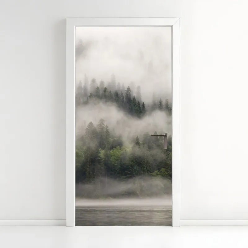Türaufkleber monochromes tropisches blattmuster – Wallnifity®