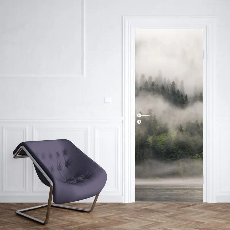 Türaufkleber monochromes tropisches blattmuster – Wallnifity®