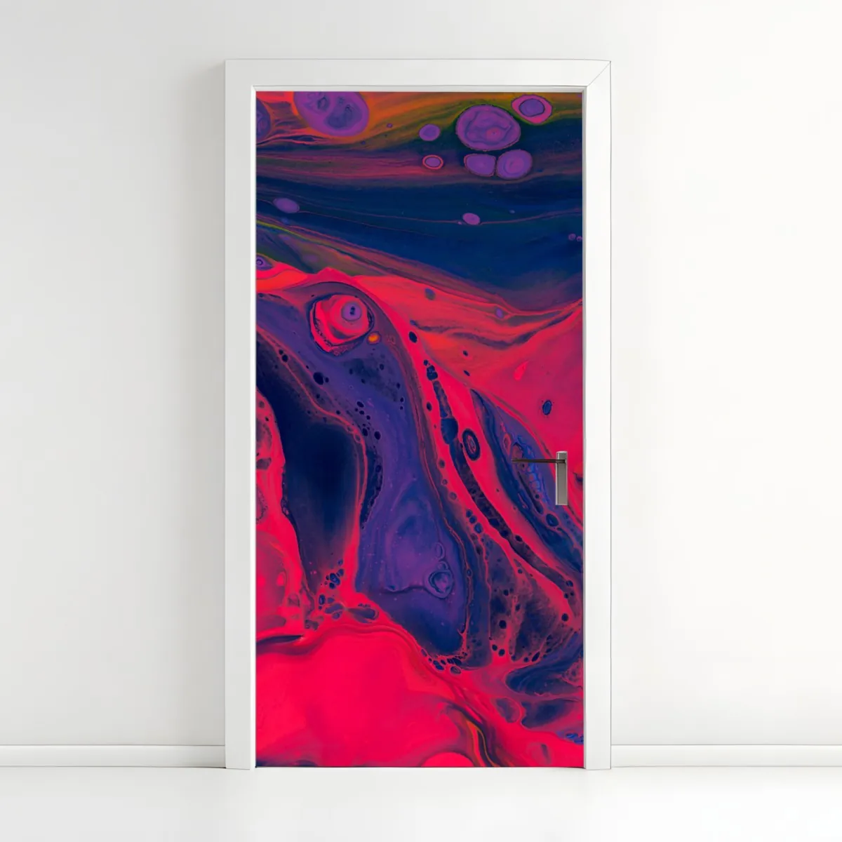 Türaufkleber leuchtende pinke abstrakte flüssige kunst – Wallnifity®