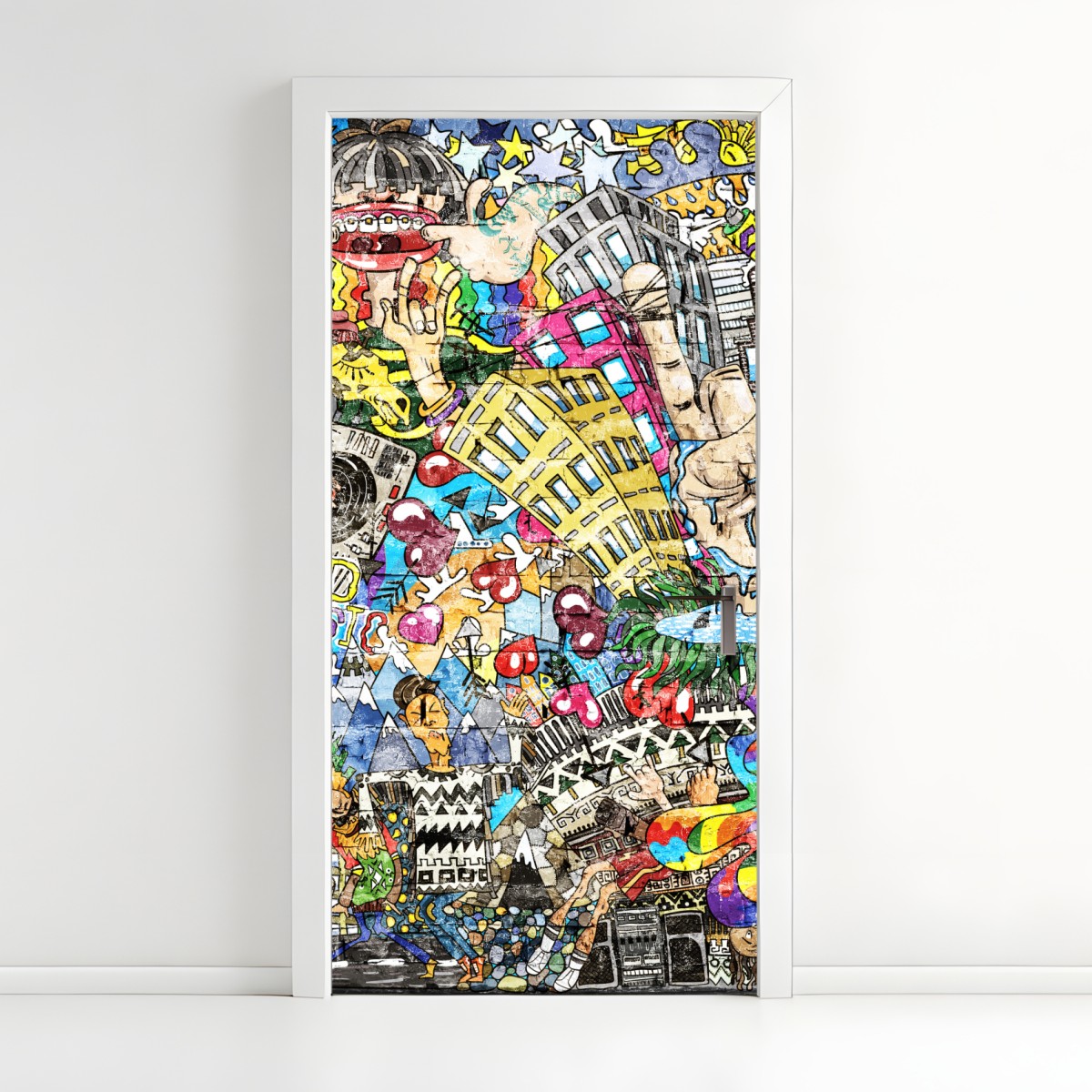 Türaufkleber farbenfrohes urbanes musikmural – Wallnifity®