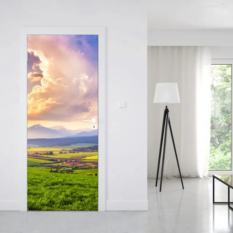 Türaufkleber pastellfarbenes geometrisches muster mit halbkreisen – Wallnifity®