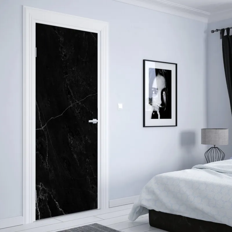 Türaufkleber goldene magnolie auf türkisfarbenem hintergrund – Wallnifity®