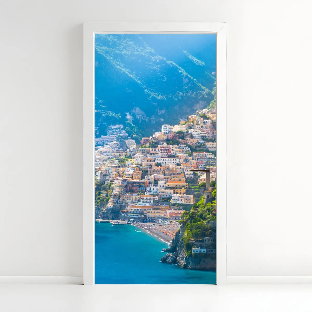 Türaufkleber Positano: buntes küstendorf an der Amalfiküste – Wallnifity®
