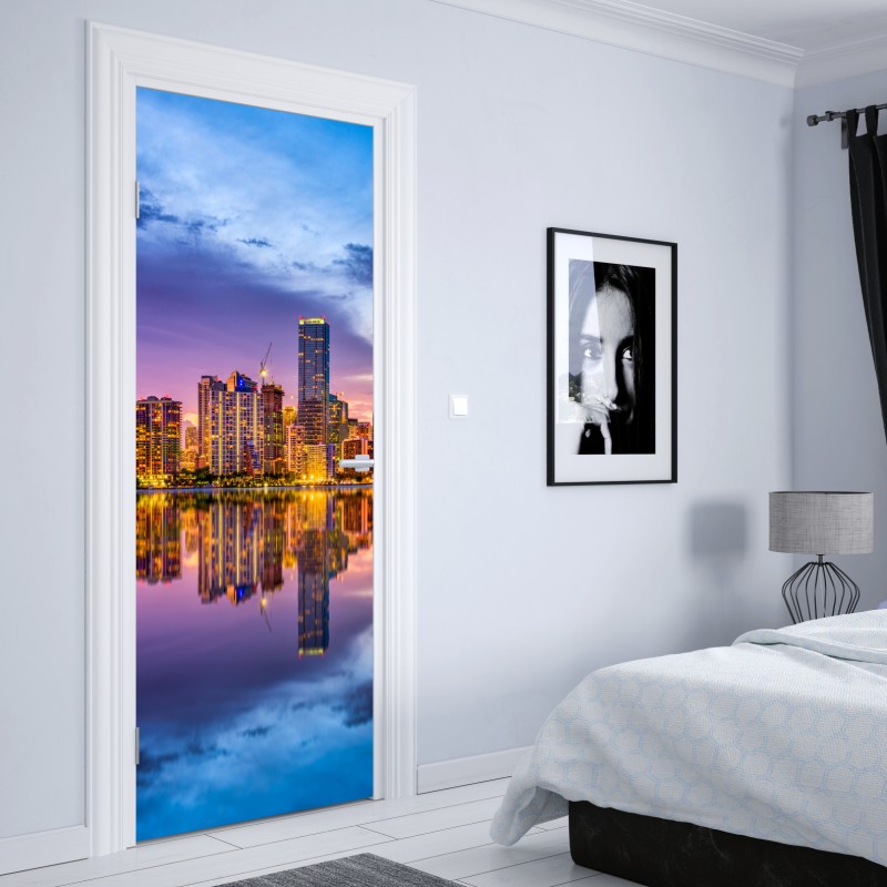 Türaufkleber Dubai skyline in der goldenen stunde – Wallnifity®