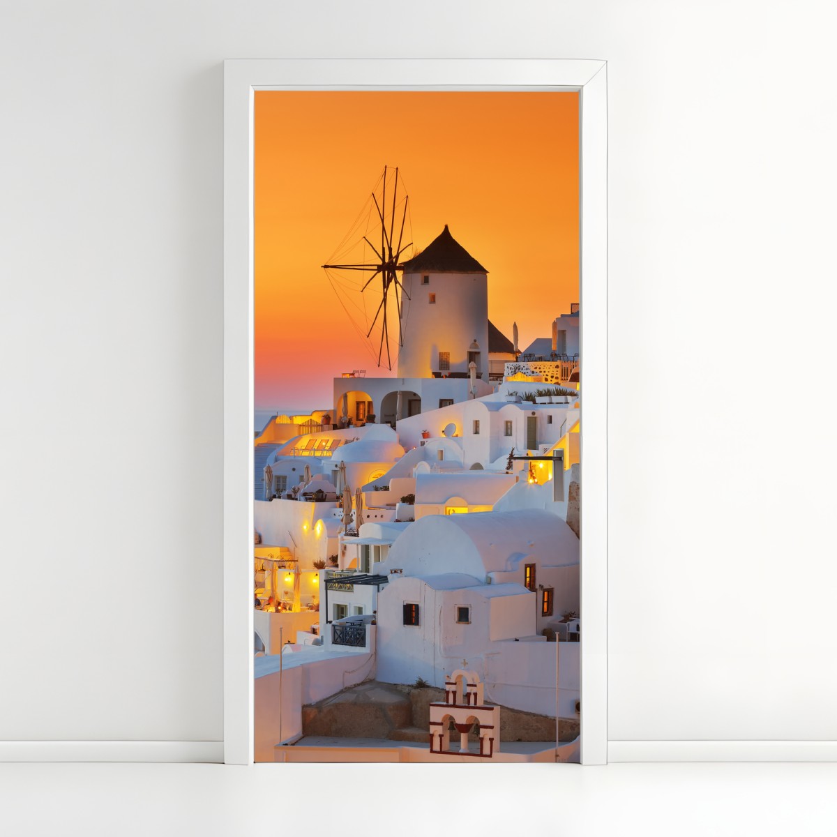 Türaufkleber goldener sonnenuntergang über Oia, Santorini – Wallnifity®