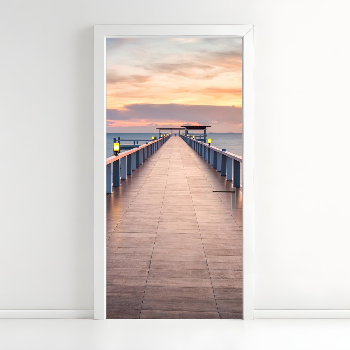 Türaufkleber seebrücke bei sonnenuntergang – Wallnifity®