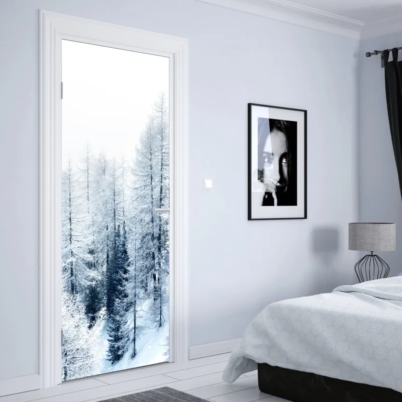 Türaufkleber weiße marmortextur mit grauen adern – Wallnifity®