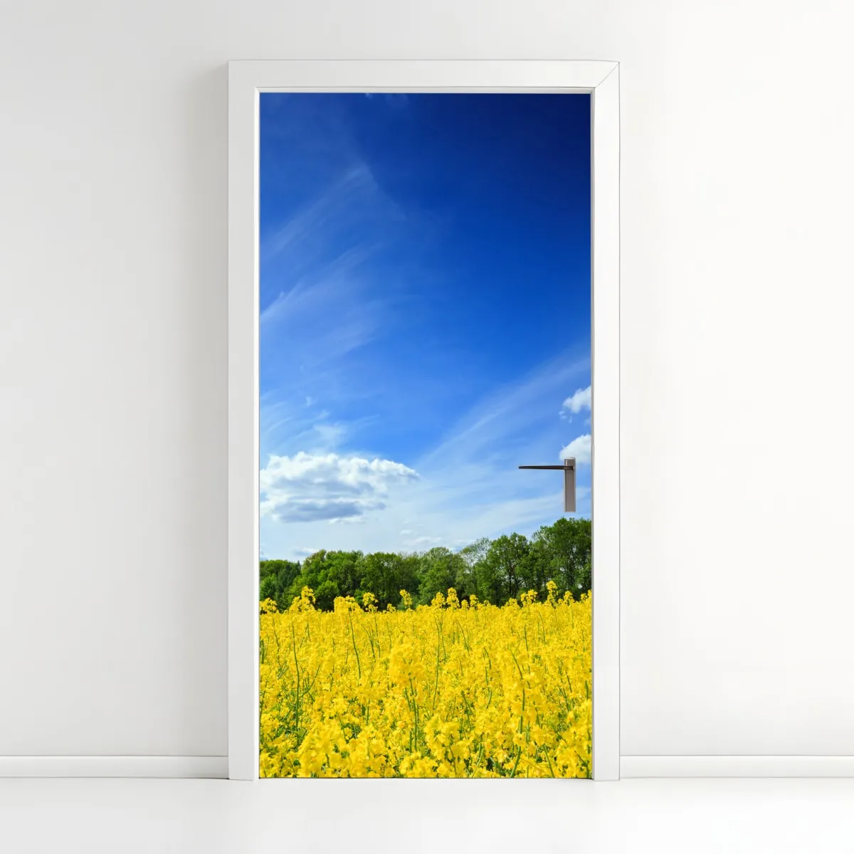 Türaufkleber polnisches rapsfeld unter blauem himmel – Wallnifity®