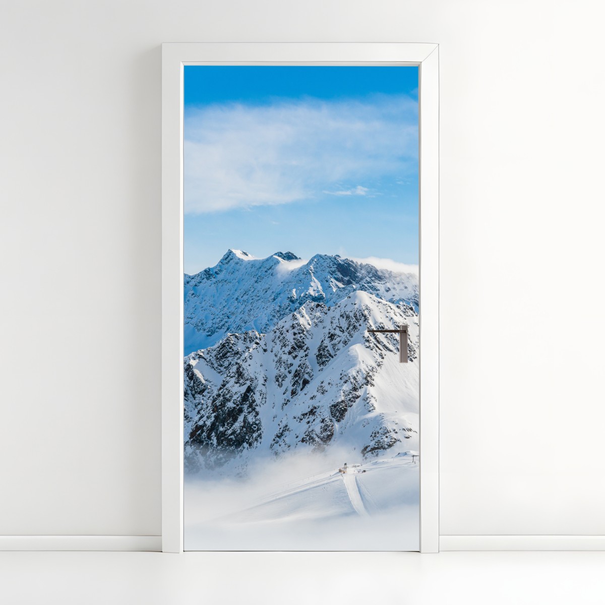 Türaufkleber panorama des Kaunertal gletschers über verschneiten gipfeln – Wallnifity®