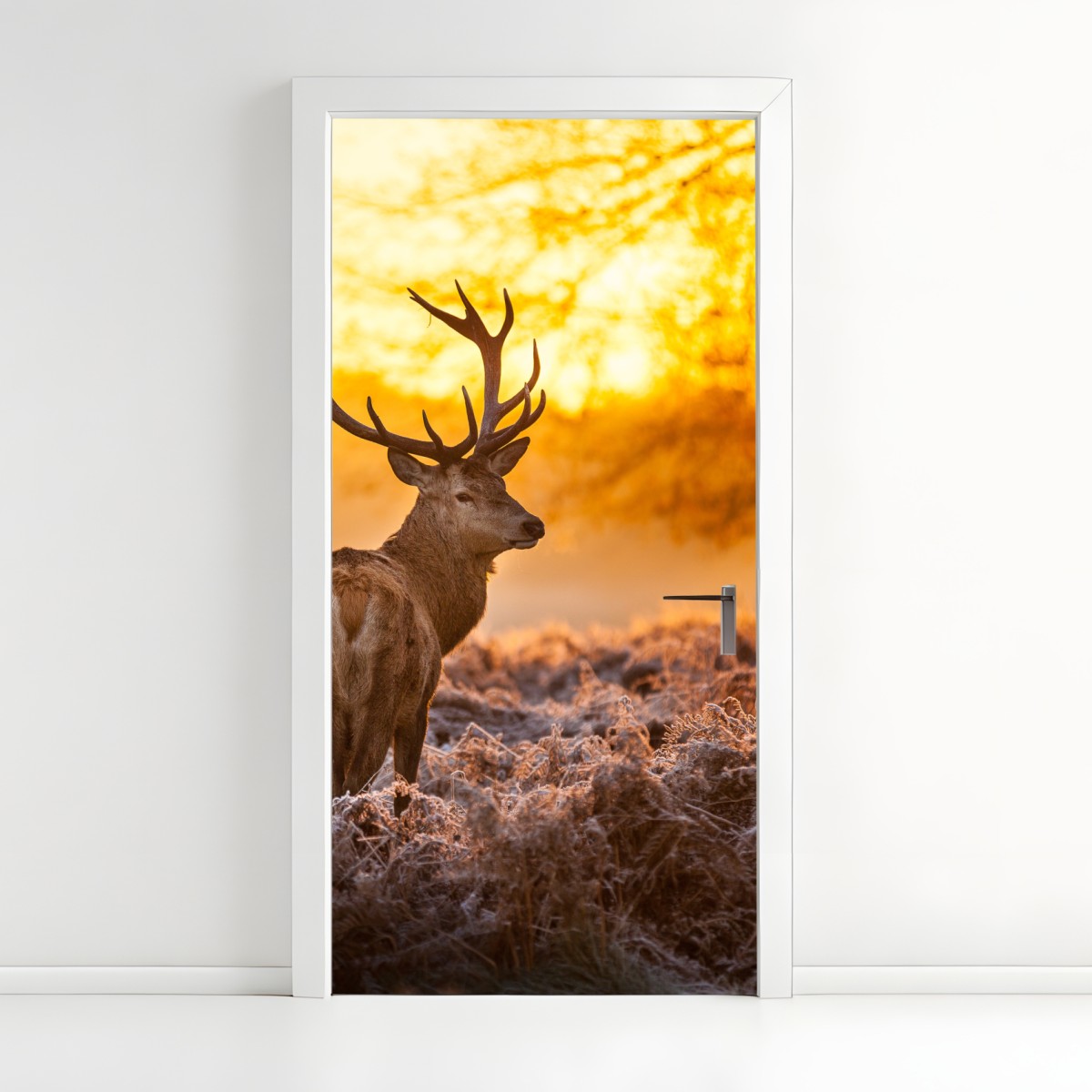 Türaufkleber goldener hirsch im sonnenaufgang – Wallnifity®