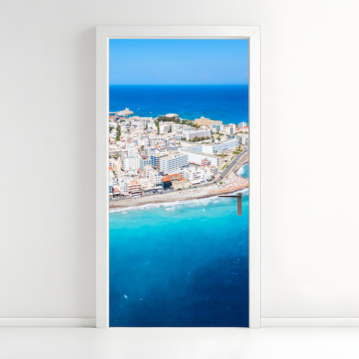 Türaufkleber luftpanorama der küste von Rhodos – Wallnifity®