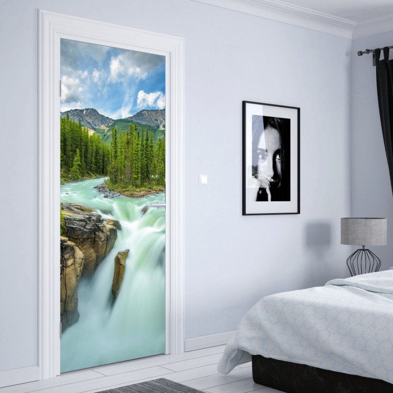 Türaufkleber sonnige panoramaaufnahme von Positano an der Amalfiküste – Wallnifity®