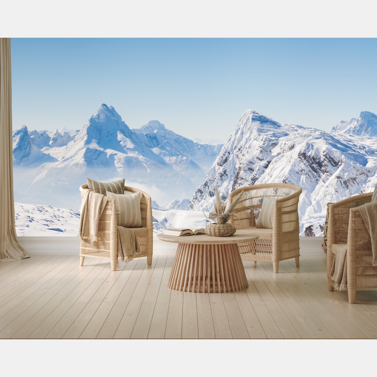 Fototapete ruhige panorama verschneiter berge – Wallnifity®