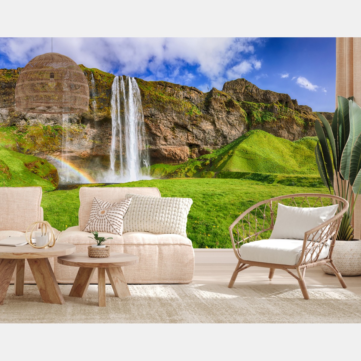 Fototapete Seljalandsfoss wasserfall panorama – Wallnifity®
