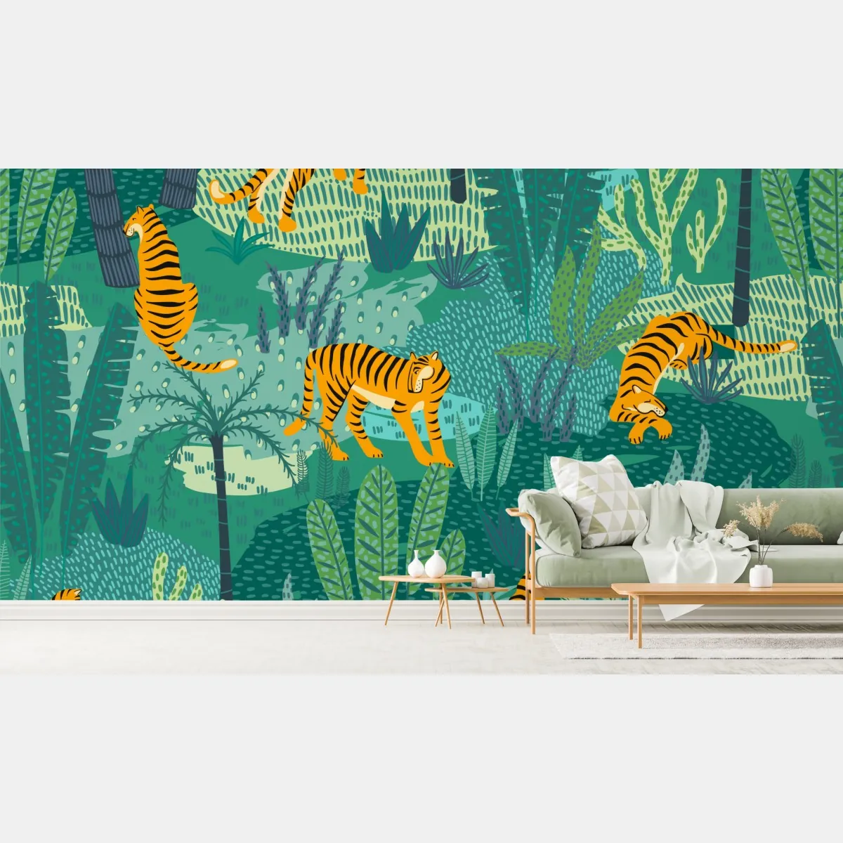 Fototapete tropischer dschungel mit tigern – Wallnifity®